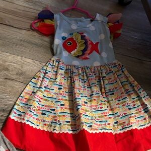 Ricrac&ruffles 4t fish colorful dress